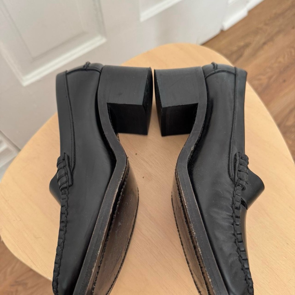 Hereu Black Square Toe Cutout Heeled Loafers - Picture 5 of 8